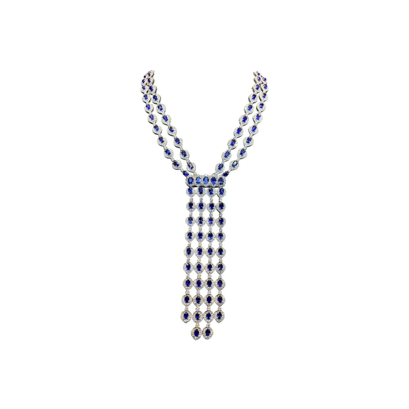 Sapphire and Diamond Tassel Necklace