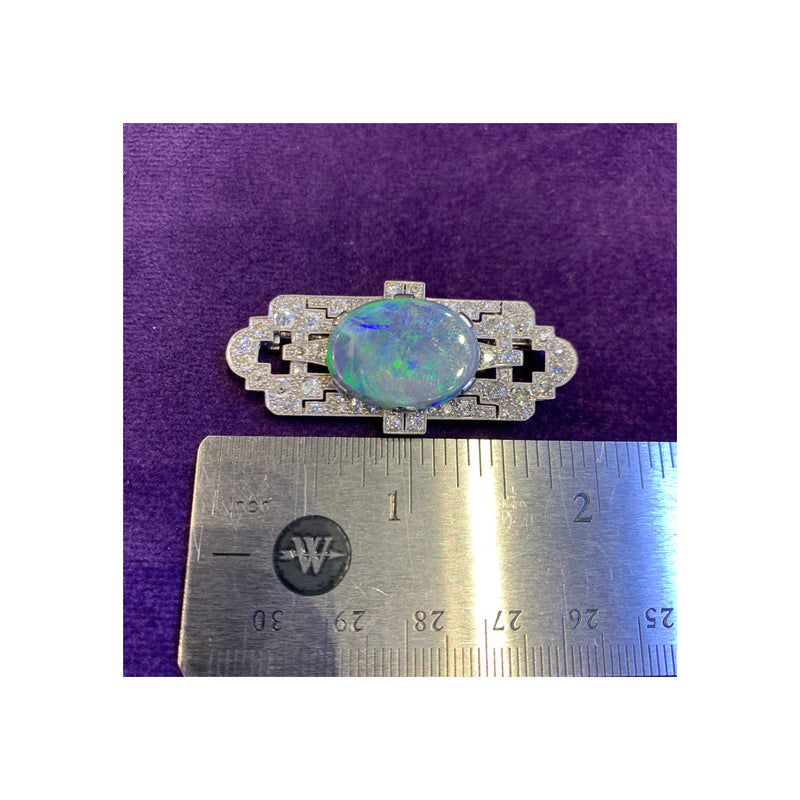 Art Deco Opal & Diamond Brooch