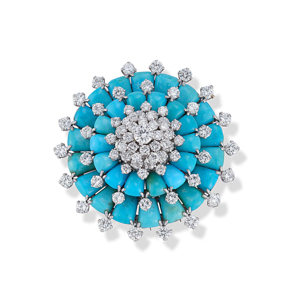 Van Cleef & Arpels Turquoise & Diamond Brooch – Joseph Saidian & Sons