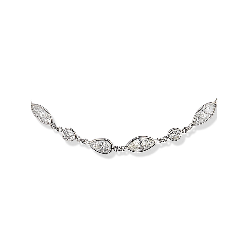 Marquise & Round Cut Diamond Long Chain Necklace