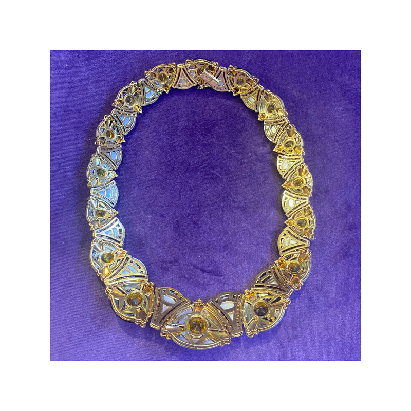Yellow Sapphire & Mother Of Pearl Diamond Necklace