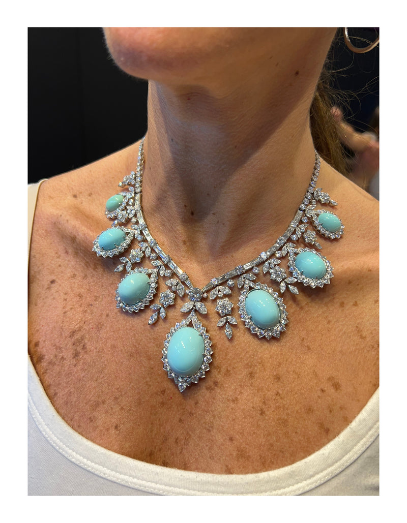 Highly Important Van Cleef and Arpels Turquoise and Diamond Necklace