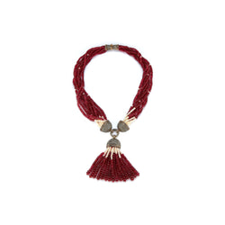 Spinel, Pearl and Diamond Multi Strand Tassel Necklace