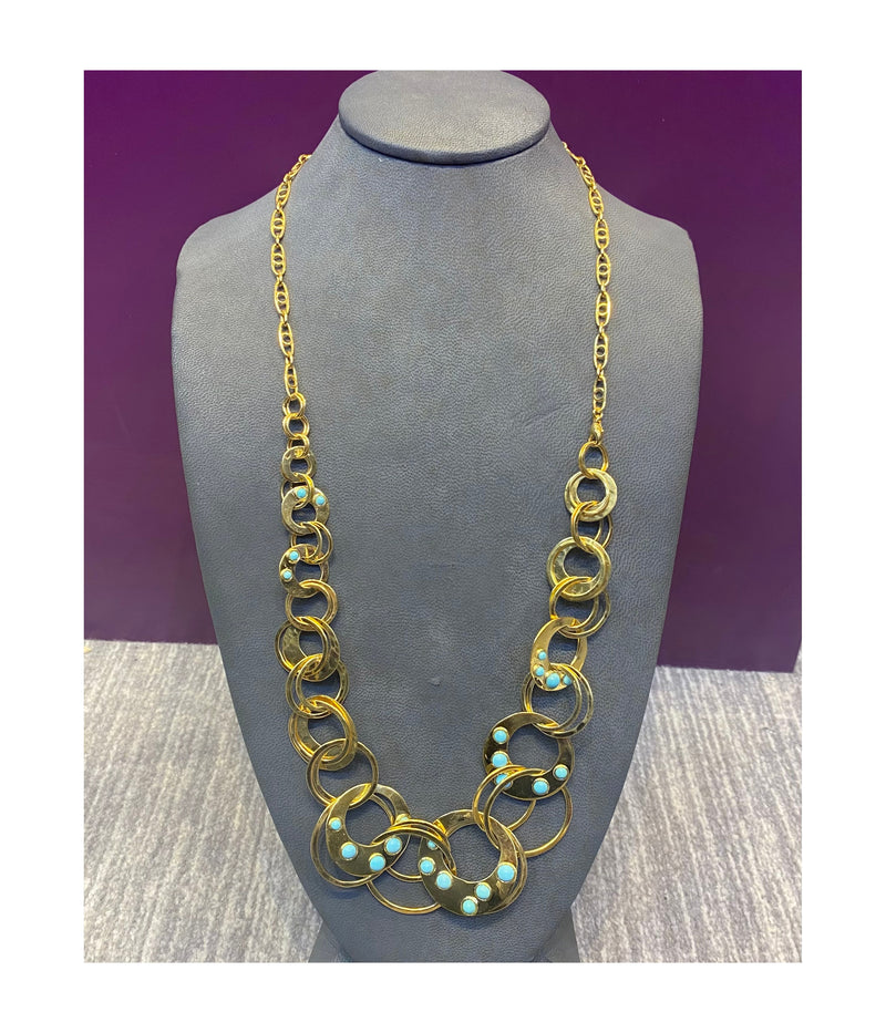 Turquoise & Gold Necklace by Cusi