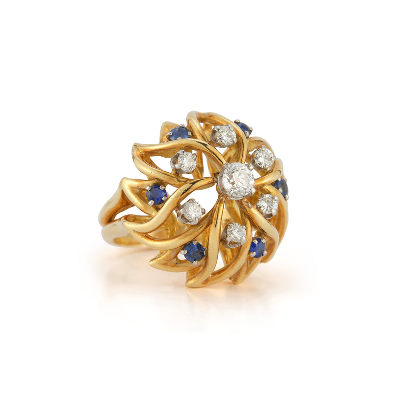 Diamond & Sapphire Dome Ring