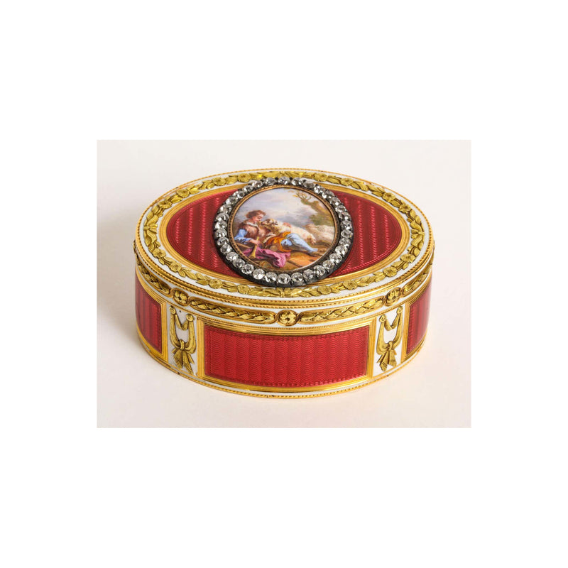 A jewelled two-colour gold and enamel snuff box, Charles Le Bastier, Paris, 1775