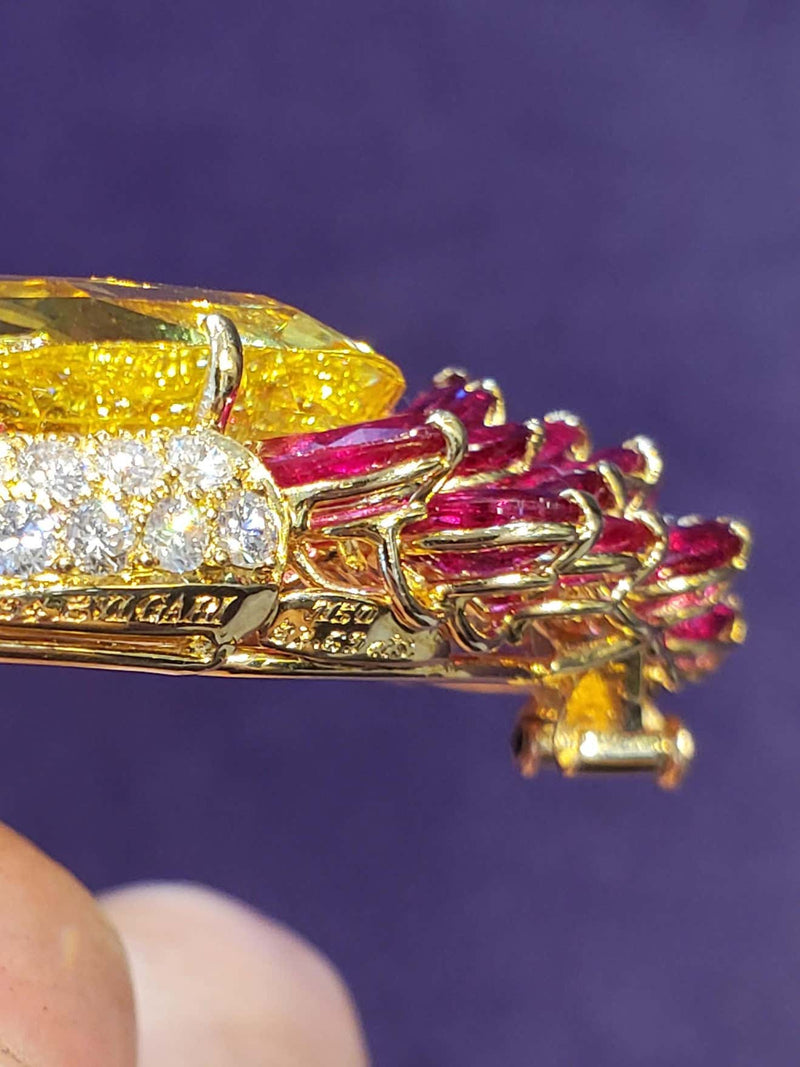 Magnificent Natural Yellow Sapphire Swan Brooch by Bvlgari