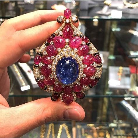 Bvlgari Sapphire Ruby Diamond Brooch
