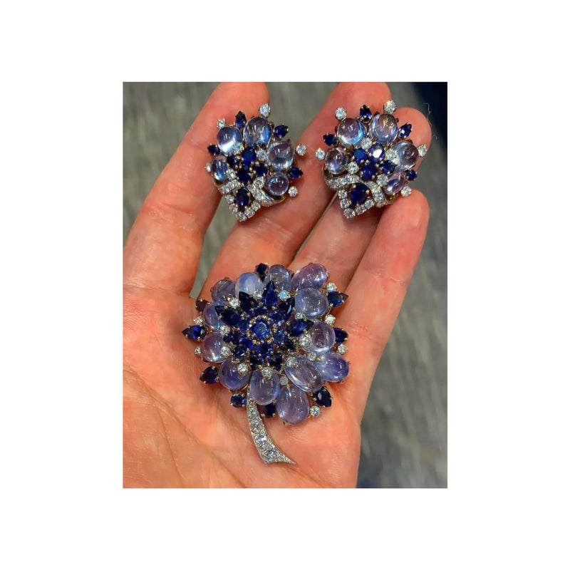 Bvlgari Sapphire Earrings and Brooch Set