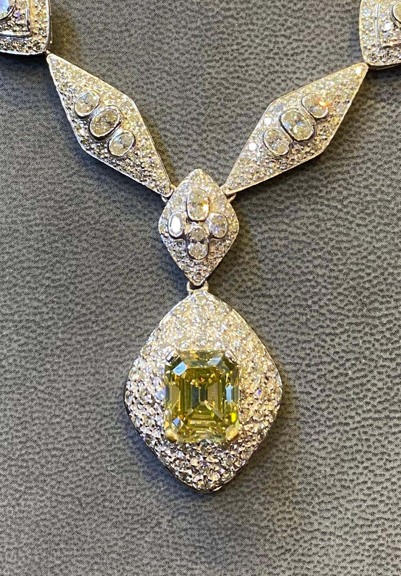 Important Fancy Yellow Diamond Necklace by Graff
