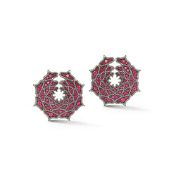 Ruby and Diamond Spiral Earrings