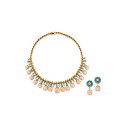 Iconic Van Cleef & Arpels Coral & Turquoise Necklace & Earrings Set