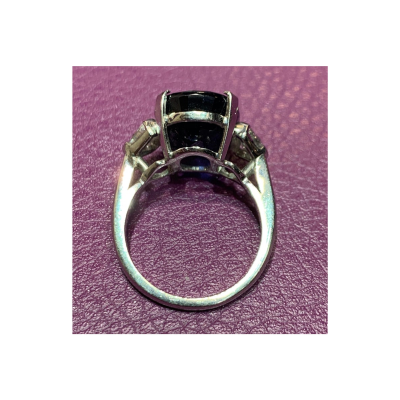 Oval Cut AGL Certified Sapphire & Diamond Three Stone Ring