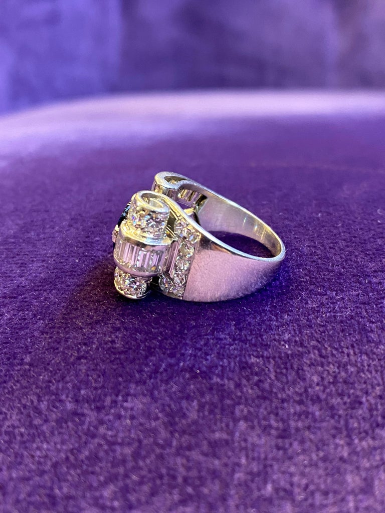 Oval Cut Sapphire & Baguette Diamond Ring