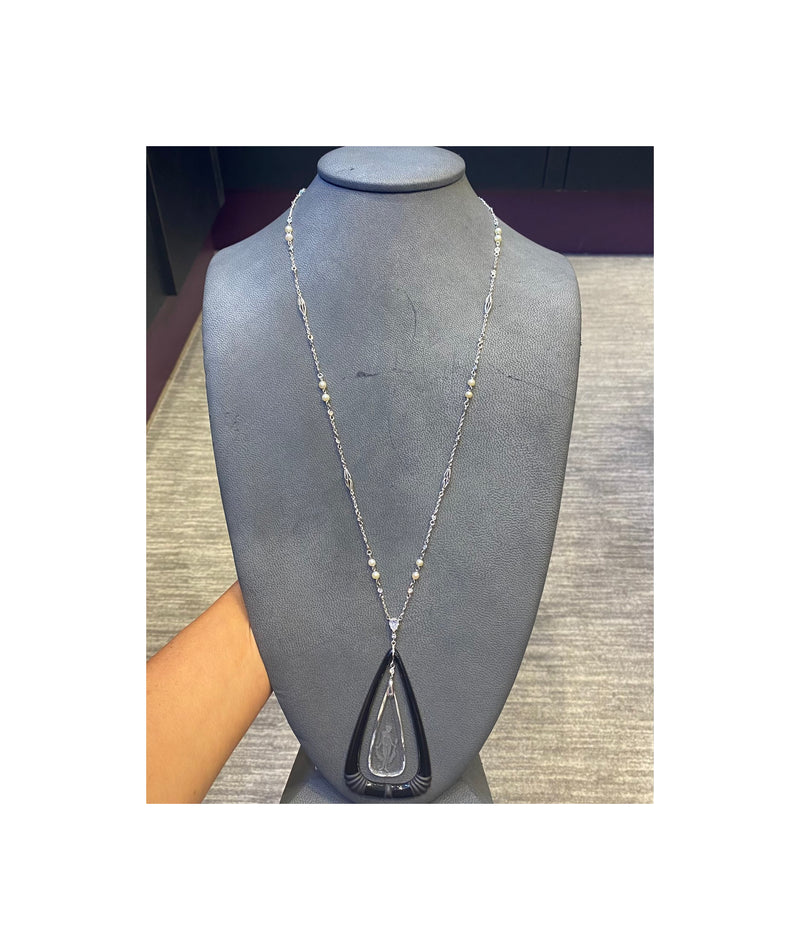 Rock Crystal & Onyx Pendant Necklace