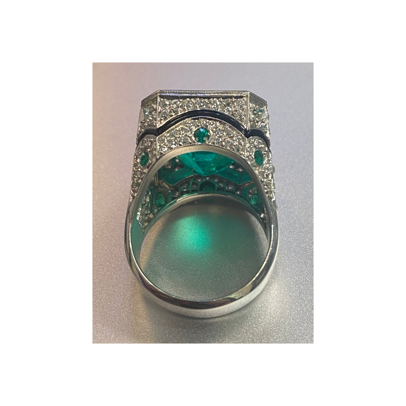 Men's Certified Colombian Emerald and Diamond Ring