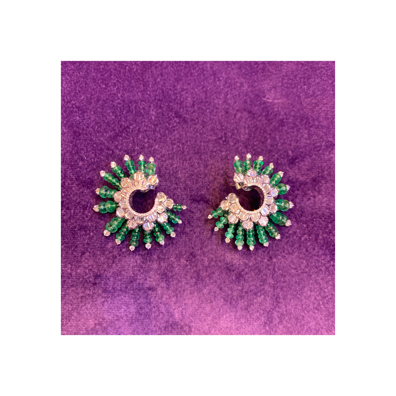 Emerald and Diamond Spiral Earrings