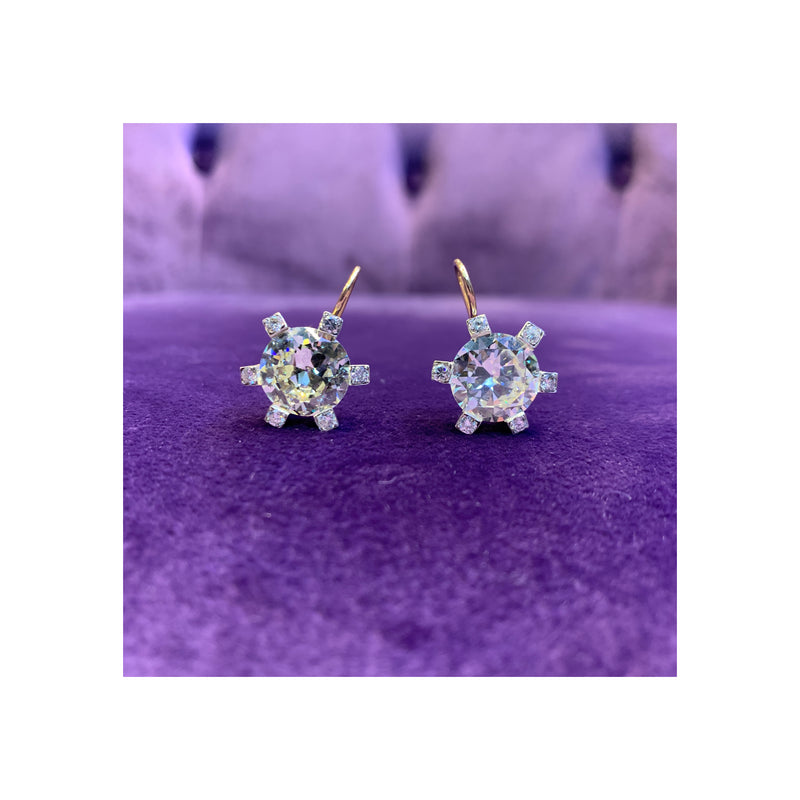11.29 Carat Certified Antique Diamond Earrings