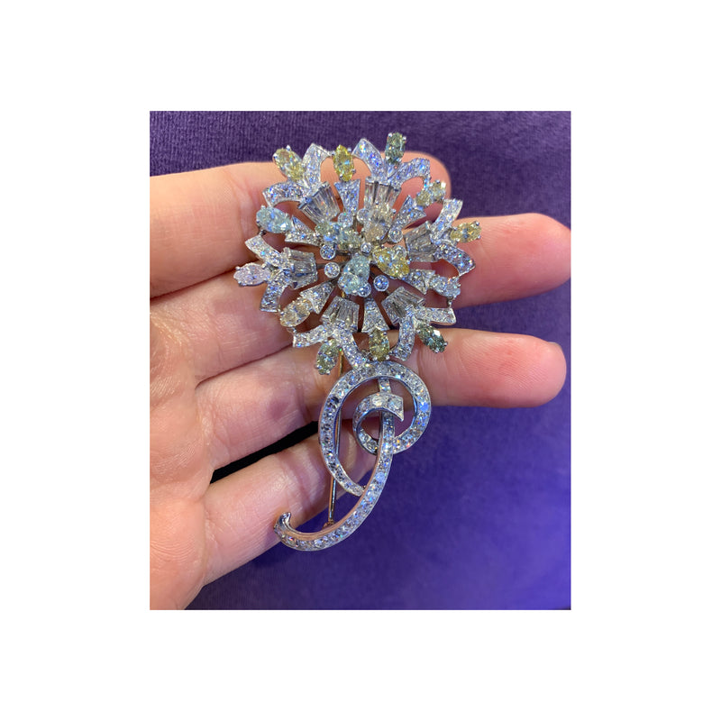 Tiffany & Co Certified Multi Color Diamond Flower Brooch
