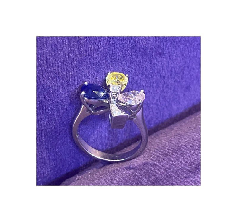 Multi Color Diamond & Sapphire Flower Ring