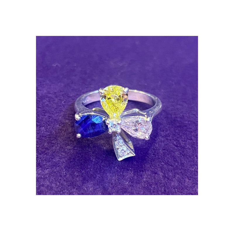 Multi Color Diamond & Sapphire Flower Ring