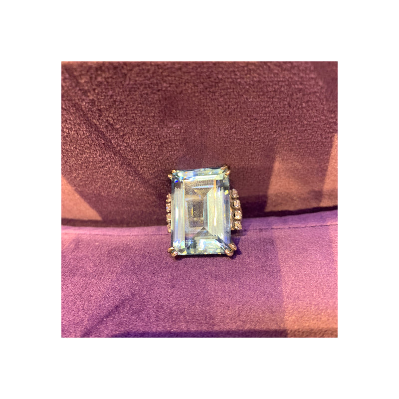 Large Aquamarine & Diamond Ring