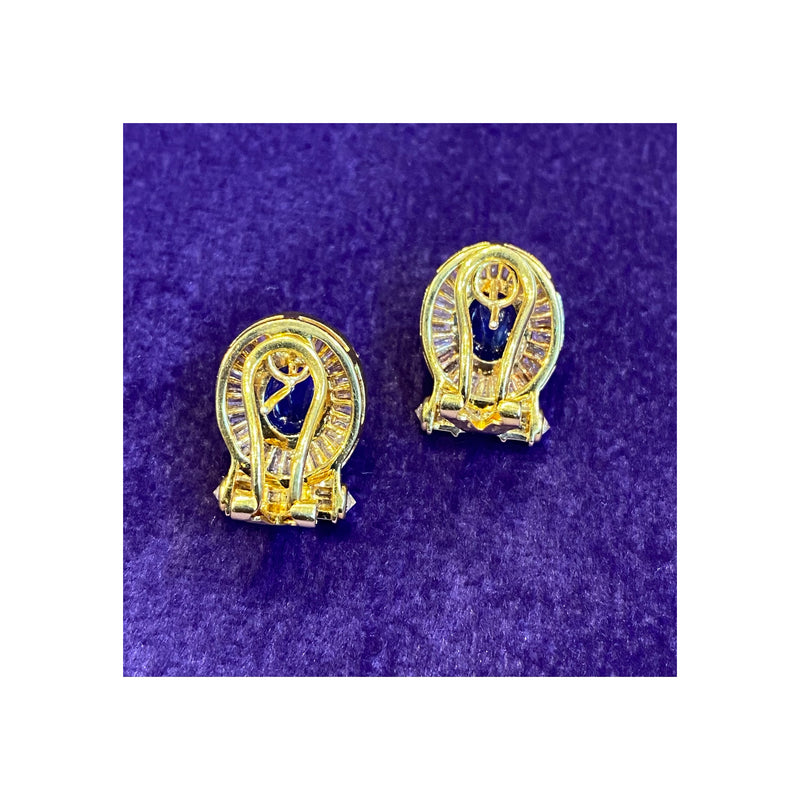 Cabochon Sapphire & Diamond Earrings