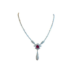 Ruby and Diamond Drop Necklace