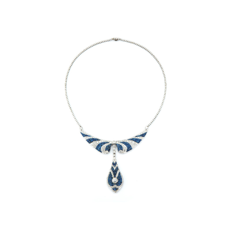 Invisible Set Sapphire and Diamond Necklace