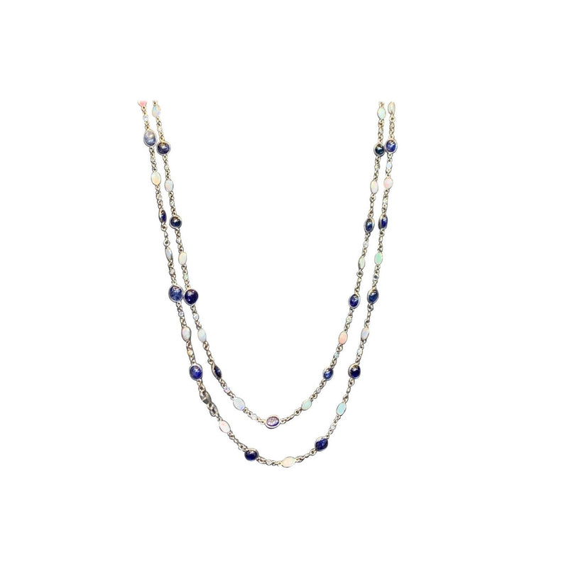 Sapphire and Opal Diamond by the Yard Necklace