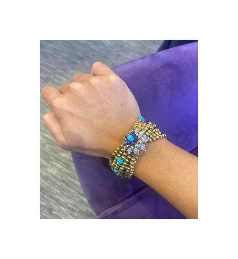 Van Cleef & Arpels Lapis Lazuli & Turquoise Torsade Bracelet