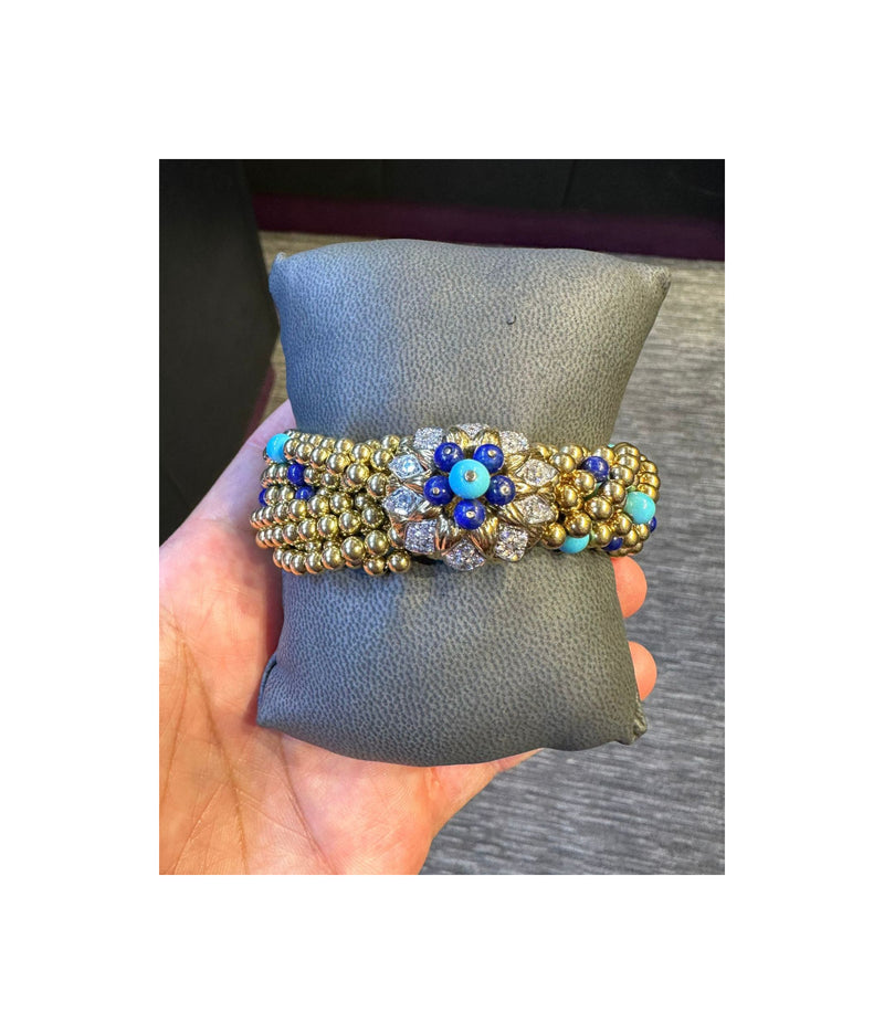 Van Cleef & Arpels Lapis Lazuli & Turquoise Torsade Bracelet