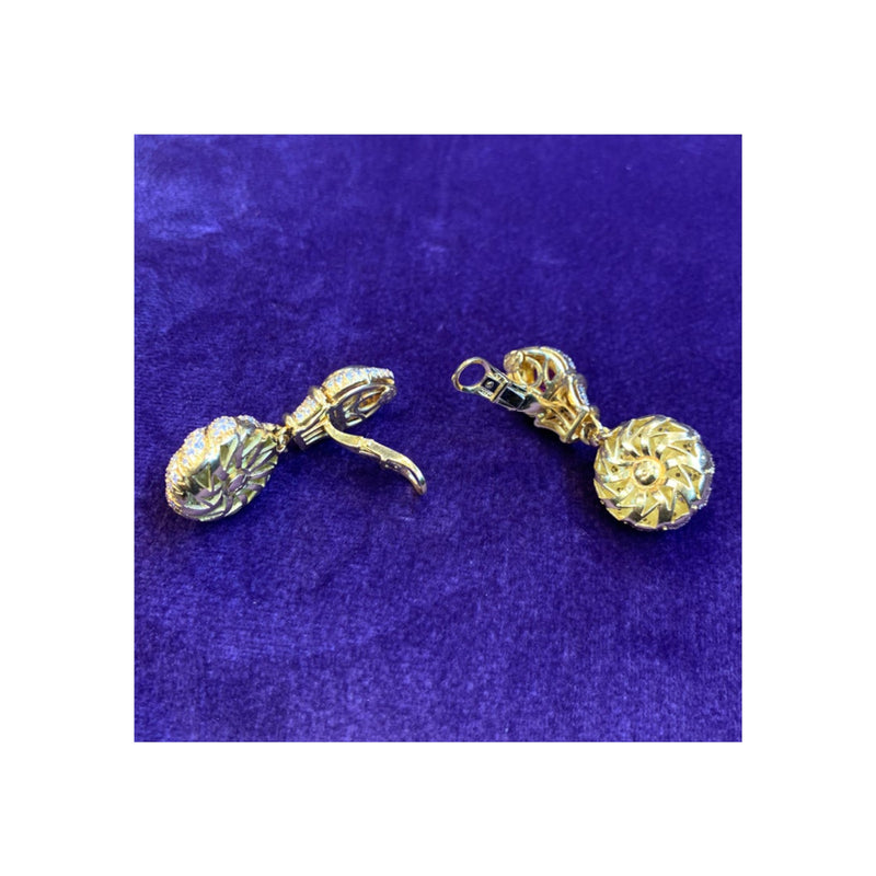 Ruby & Diamond Gold Dangle Earrings