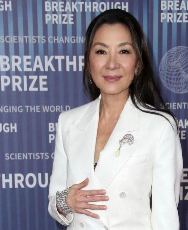 Michelle Yeoh wears Joseph Saidian and Sons vintage opal and diamond brooch to the 2024 Breakthrough awards