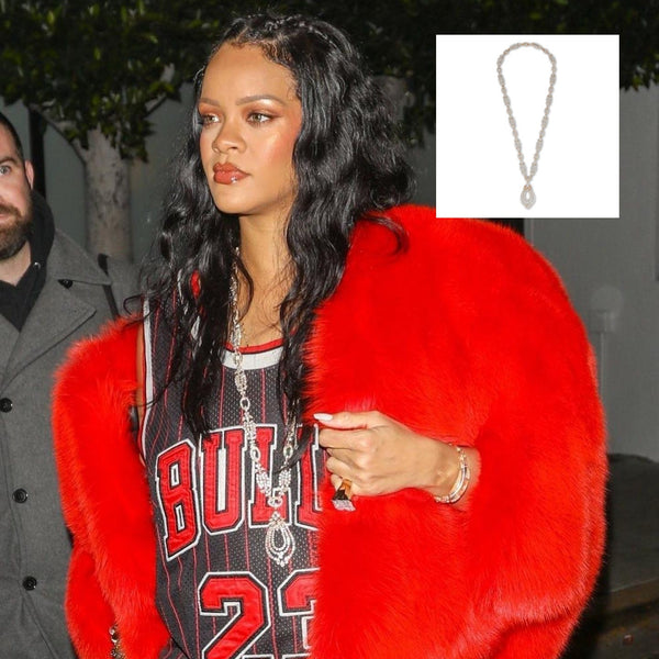 Rihanna wears an Iconic Van Cleef and Arpels Necklace from Joseph Saidian and Sons