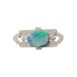 Art Deco Opal & Diamond Brooch