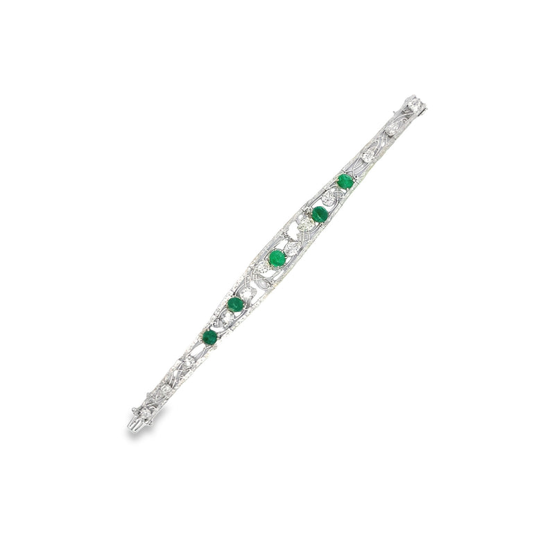 Cabochon Emerald and Diamond Bracelet