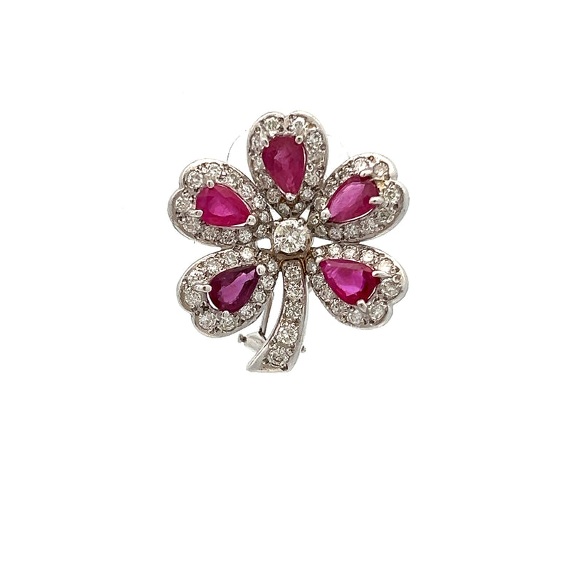 Ruby and Diamond Clover Earrings