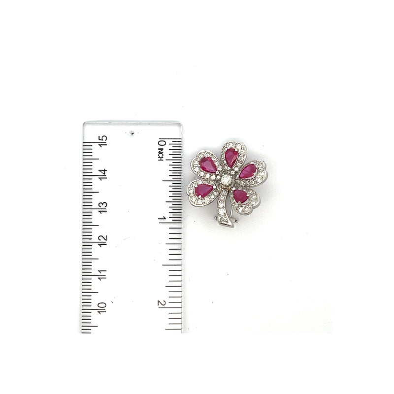 Ruby and Diamond Clover Earrings