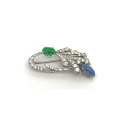 Sapphire and Jade Brooch