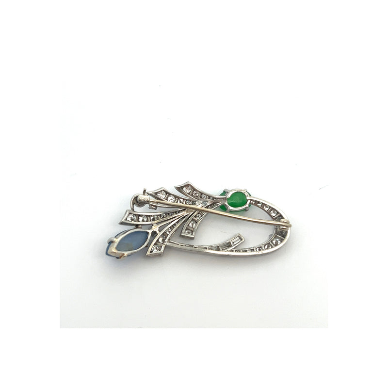 Sapphire and Jade Brooch