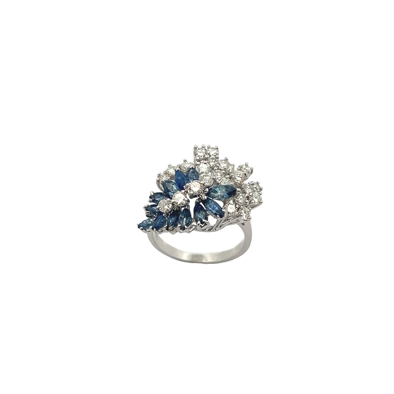 Sapphire and Diamond Cluster Ring