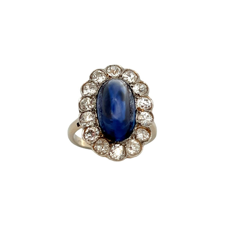 Cabochon Sapphire and Diamond Ring