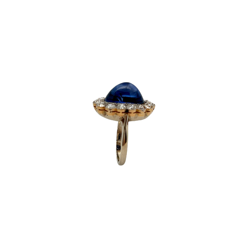 Cabochon Sapphire and Diamond Ring