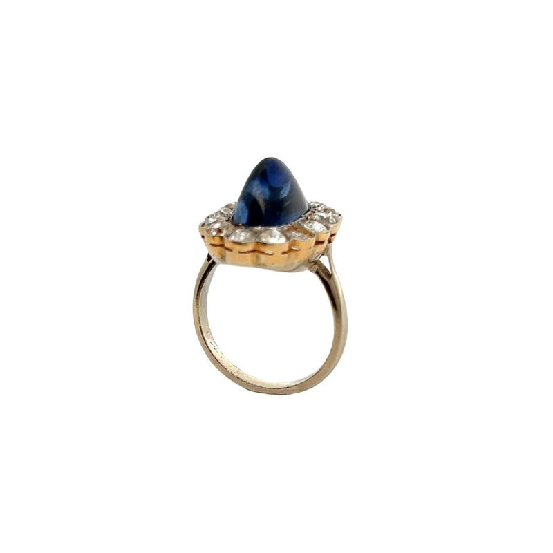 Cabochon Sapphire and Diamond Ring