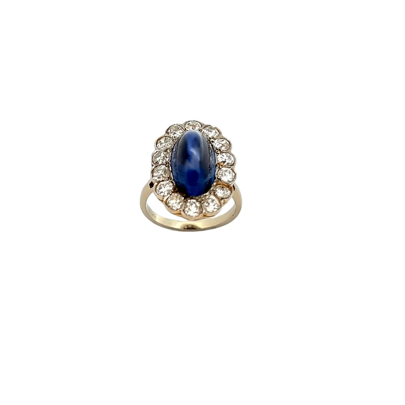 Cabochon Sapphire and Diamond Ring