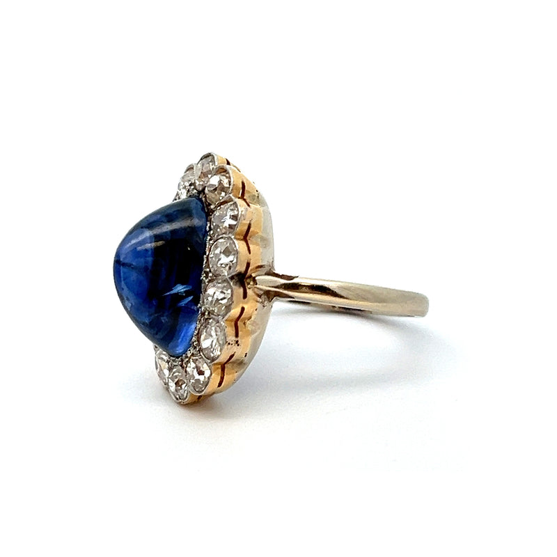 Cabochon Sapphire and Diamond Ring