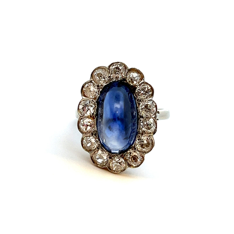 Cabochon Sapphire and Diamond Ring