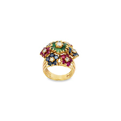 Multi Gem Floral Ring