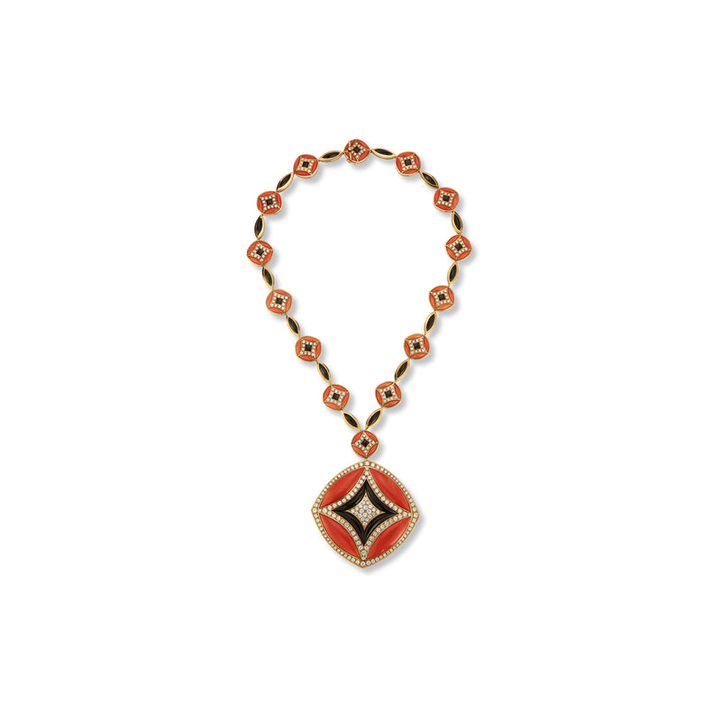 Kutchinsky Coral, Diamond & Onyx Pendant Necklace